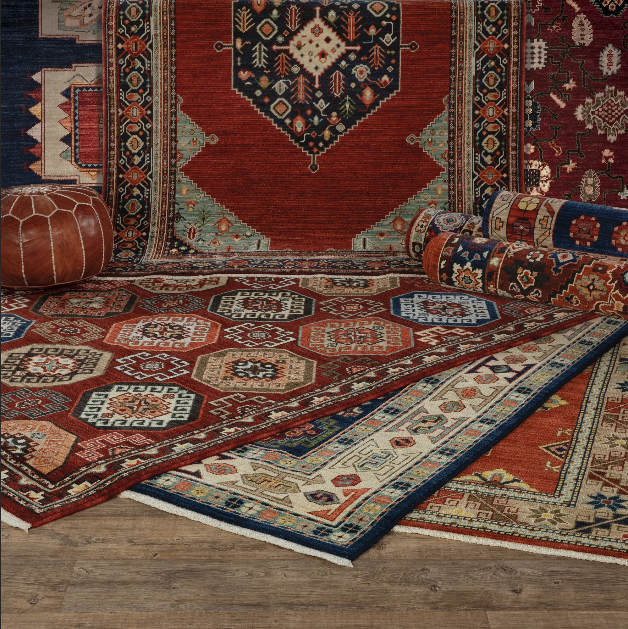Lilihan 5 x 8 Blue and Red Area Rug-4
