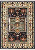 Lilihan 5 x 8 Medium Blue and Ivory Area Rug