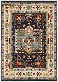 8 x 10 Large Blue and Ivory Area Rug - Lilihan