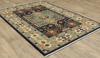 8 x 10 Large Blue and Ivory Area Rug - Lilihan-2