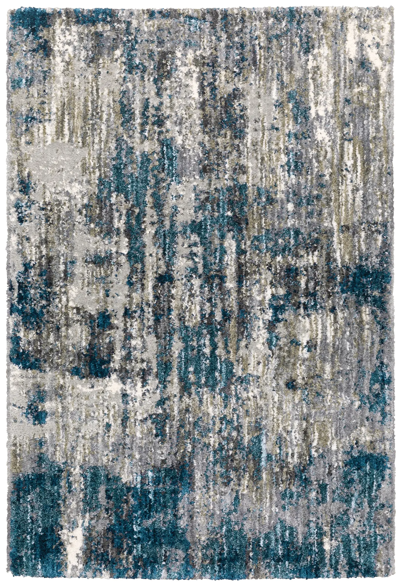 8 x 10 Large Abstract Blue and Gray Shag Rug - Aspen-1