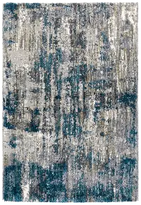 8 x 10 Large Abstract Blue and Gray Shag Rug - Aspen