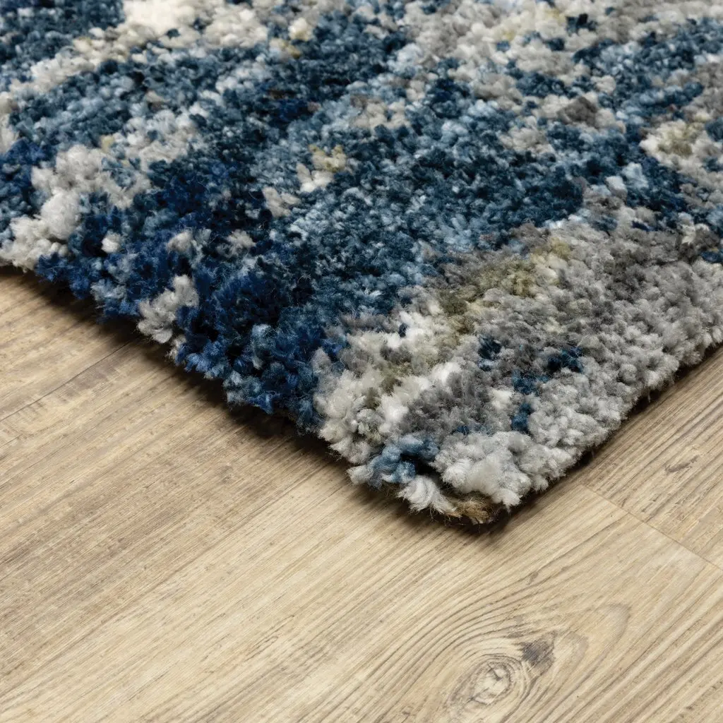 8 x 10 Large Abstract Blue and Gray Shag Rug - Aspen-2