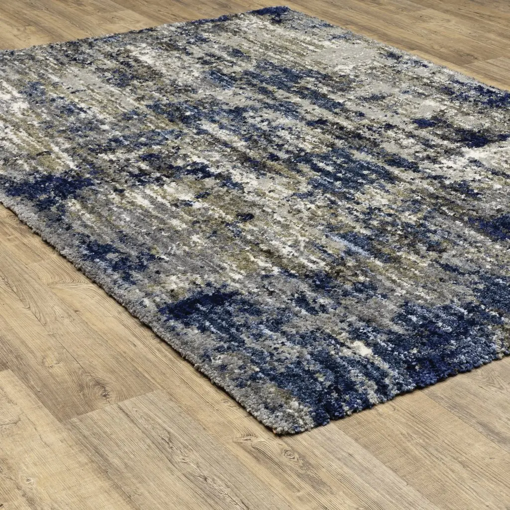 8 x 10 Large Abstract Blue and Gray Shag Rug - Aspen-3