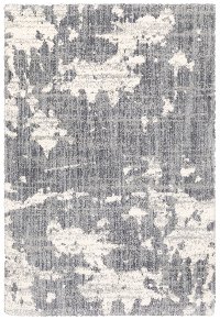 5 x 8 Medium Abstract Gray and Ivory Shag Rug - Aspen
