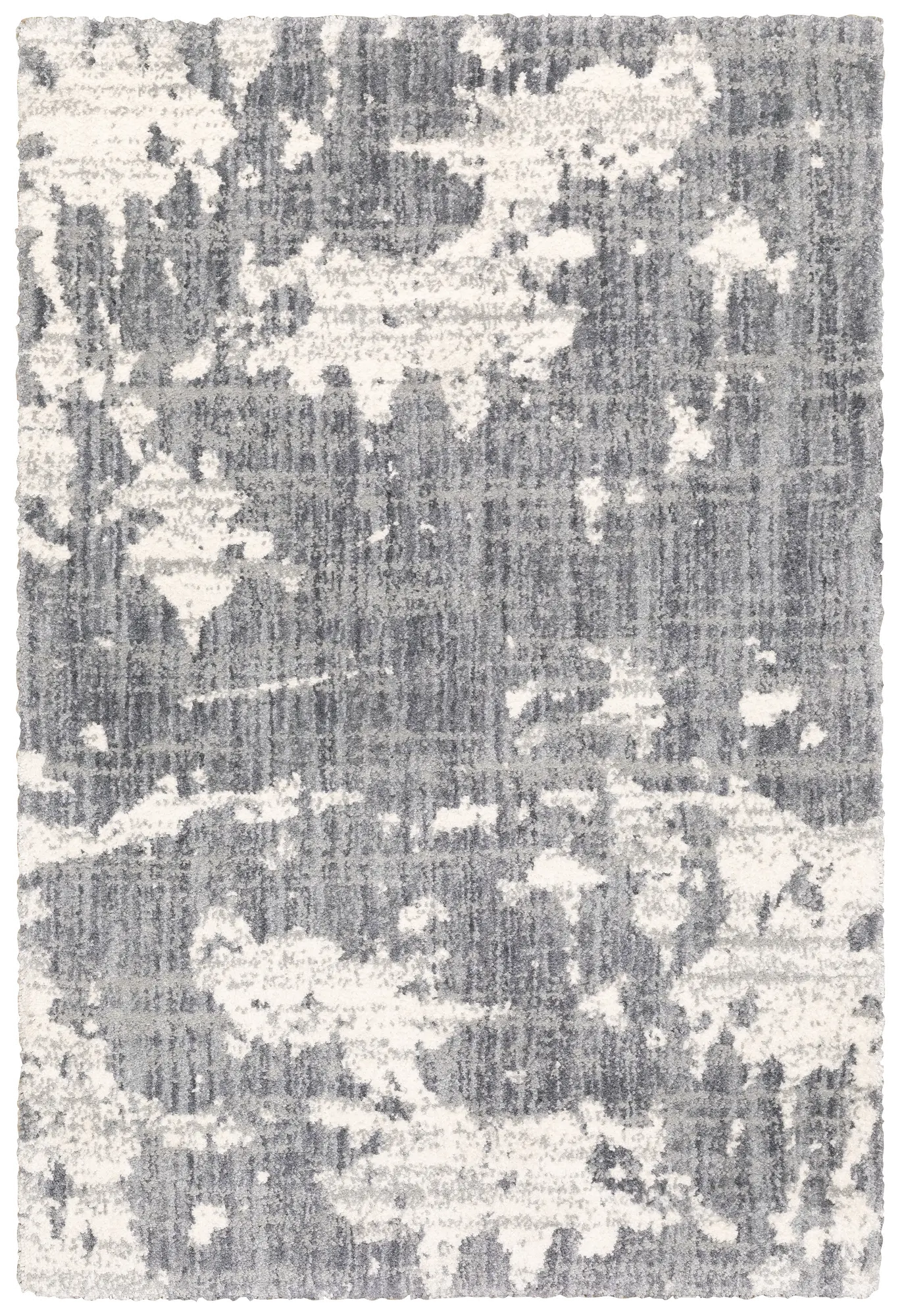 8 x 10 Large Abstract Gray and Ivory Shag Rug - Aspen-1