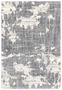 8 x 10 Large Abstract Gray and Ivory Shag Rug - Aspen