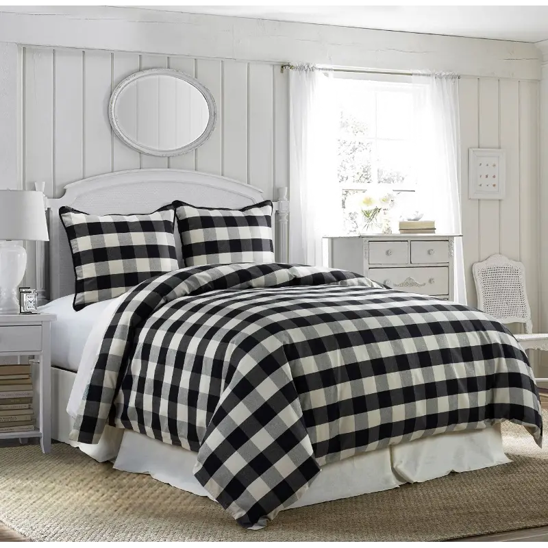 Black and White Buffalo Check Camille Super King Comforter Set