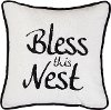 Black and White Bless This Nest Embroidered Throw Pillow