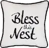 Clearance Black and White Bless This Nest Embroidered Throw Pillow