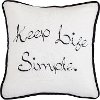 Black and White Keep Life Simple Embroidered Throw Pillow