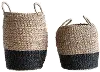 Clearance 12 Inch Natural and Black Woven Sea Grass Basket with Handles