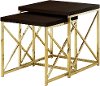 Modern Cappuccino Brown and Gold Nesting Tables - Set of 2