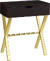 Modern Cappuccino Dark Brown Accent Table with Gold Legs