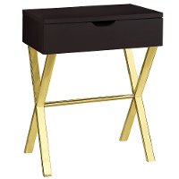 Modern Cappuccino Dark Brown Accent Table with Gold Legs-3