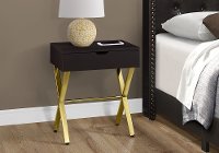 Modern Cappuccino Dark Brown Accent Table with Gold Legs-4