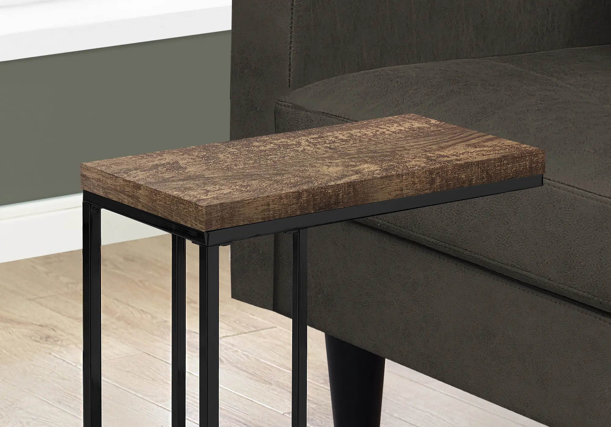 Contemporary Brown Accent Table with Black Legs-2