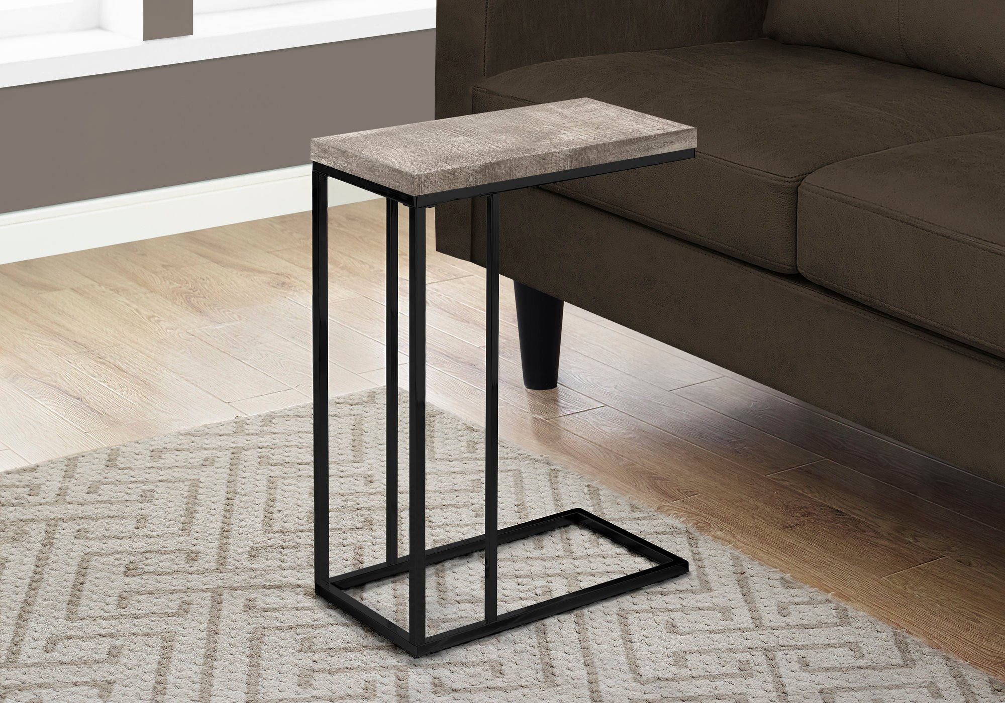 Contemporary Taupe Accent Table with Black Legs-1