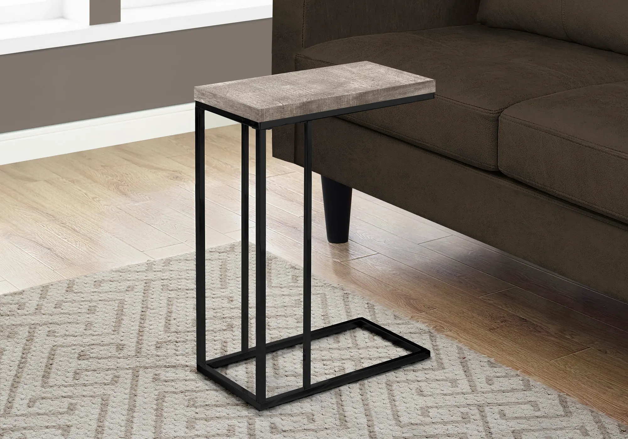 Contemporary Taupe Accent Table with Black Legs-1