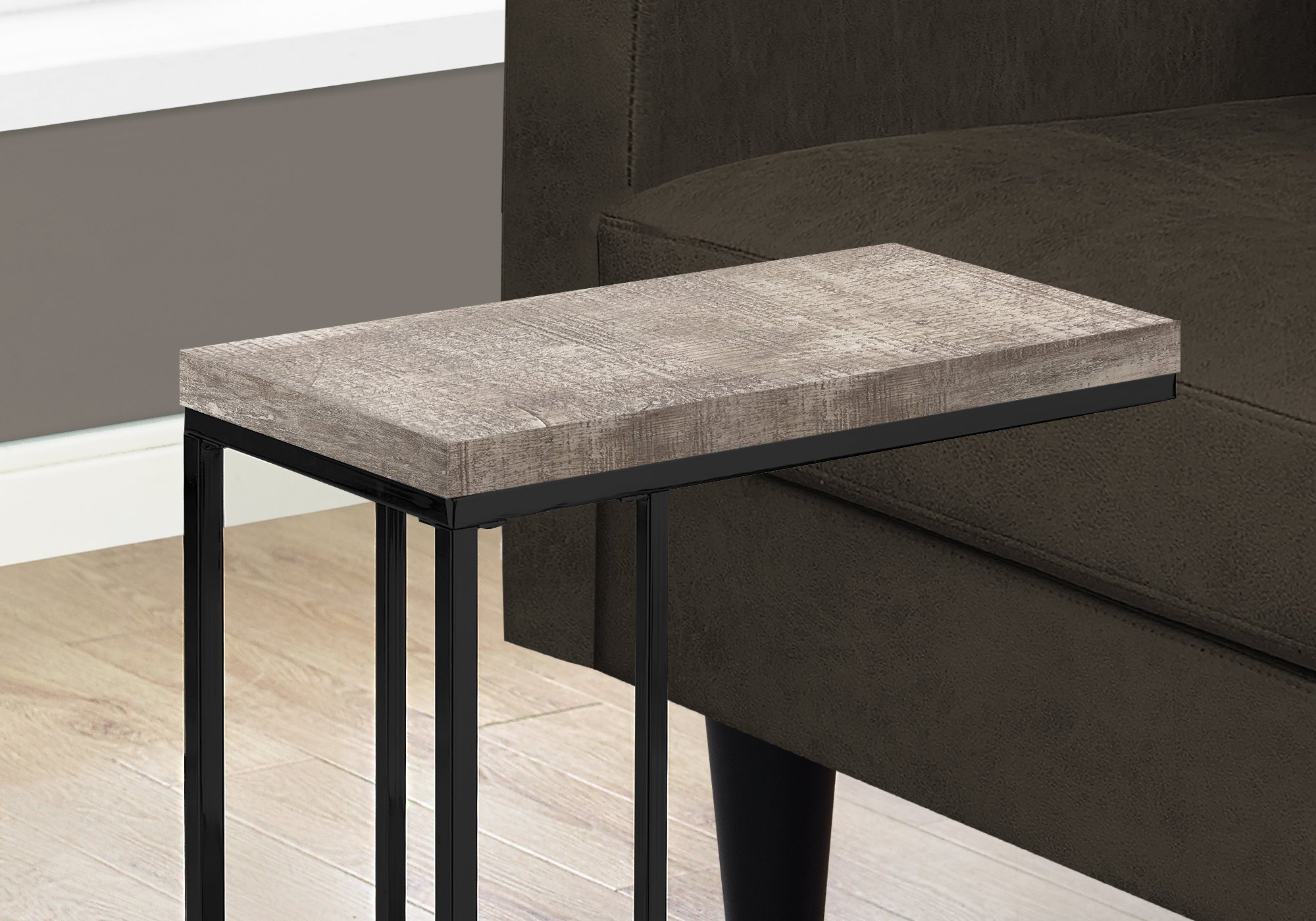 Contemporary Taupe Accent Table with Black Legs-2