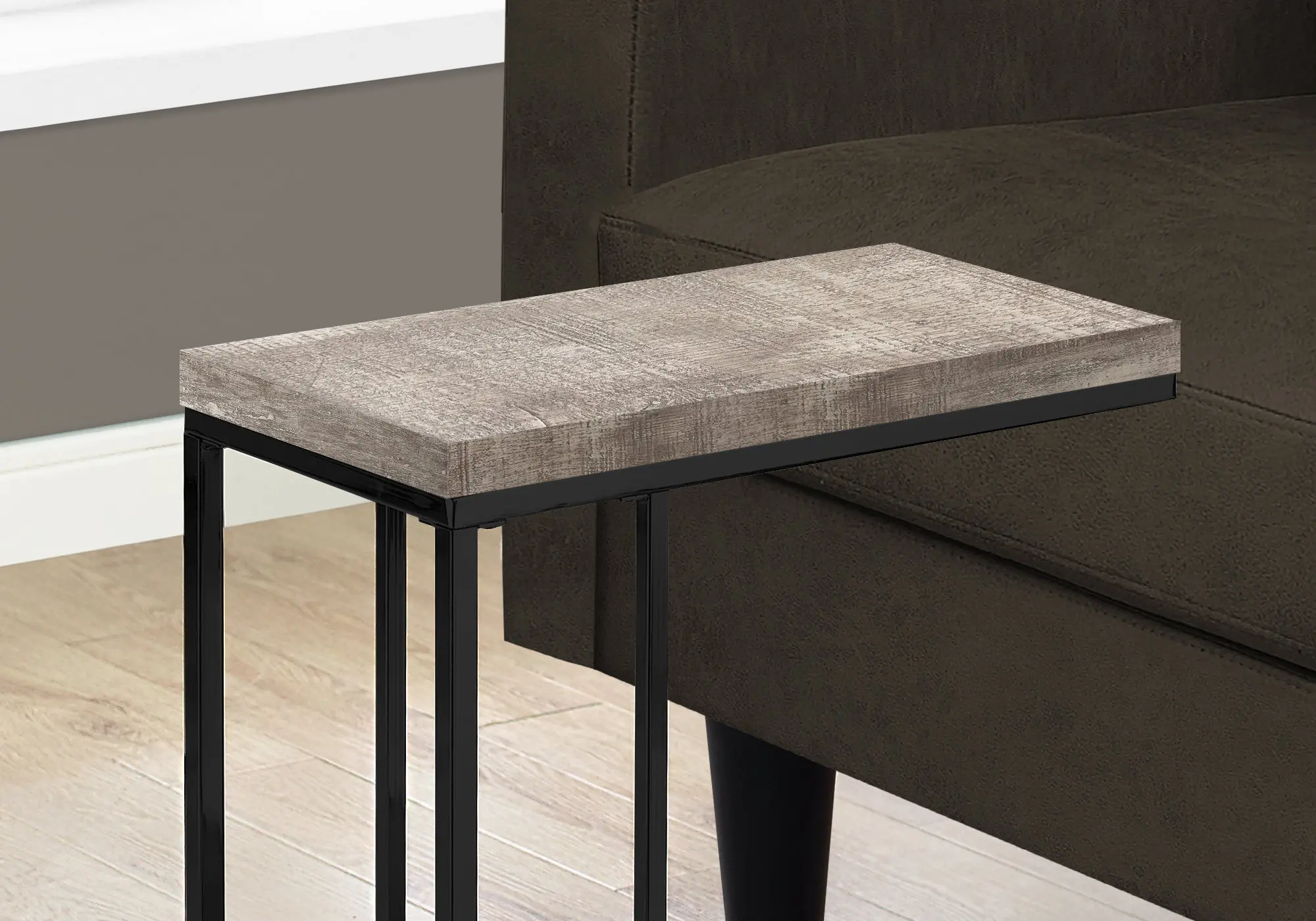 Contemporary Taupe Accent Table with Black Legs-2