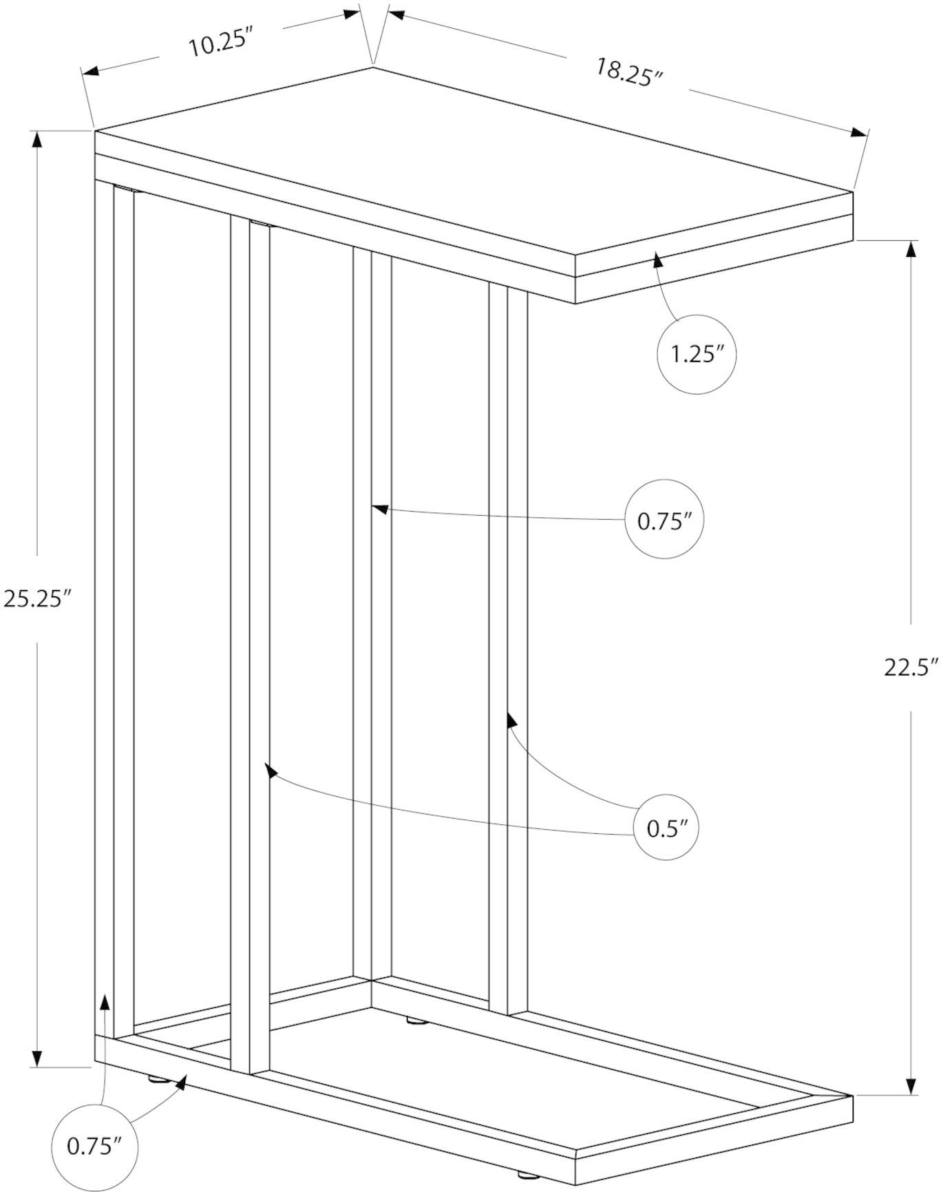 Contemporary Taupe Accent Table with Black Legs-5