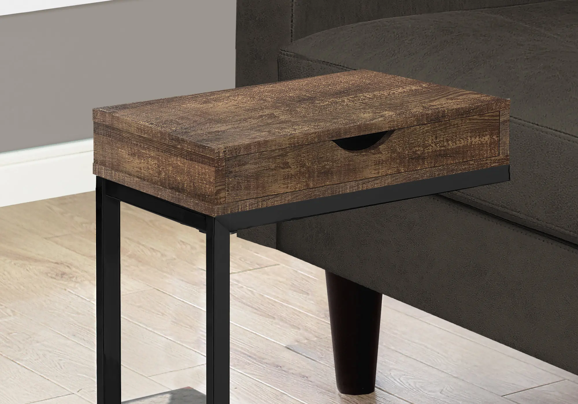 Contemporary Brown Accent Table with Drawer-2