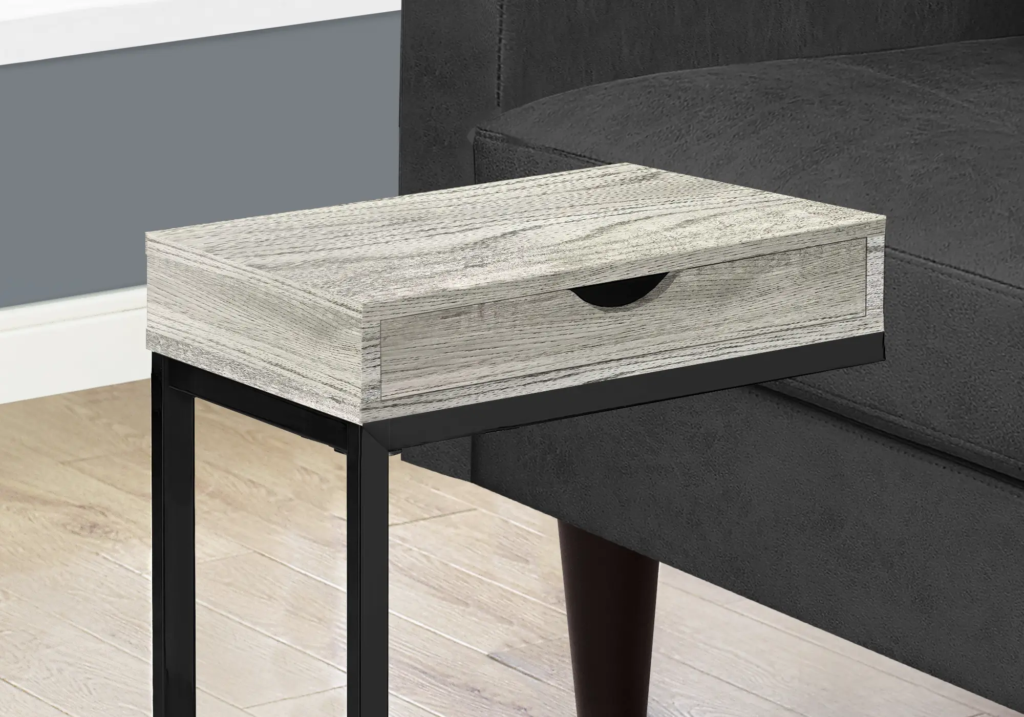 Contemporary Gray Accent Table with Drawer-2