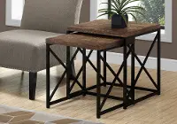 Brown Nesting Tables with Black Legs - Set of 2