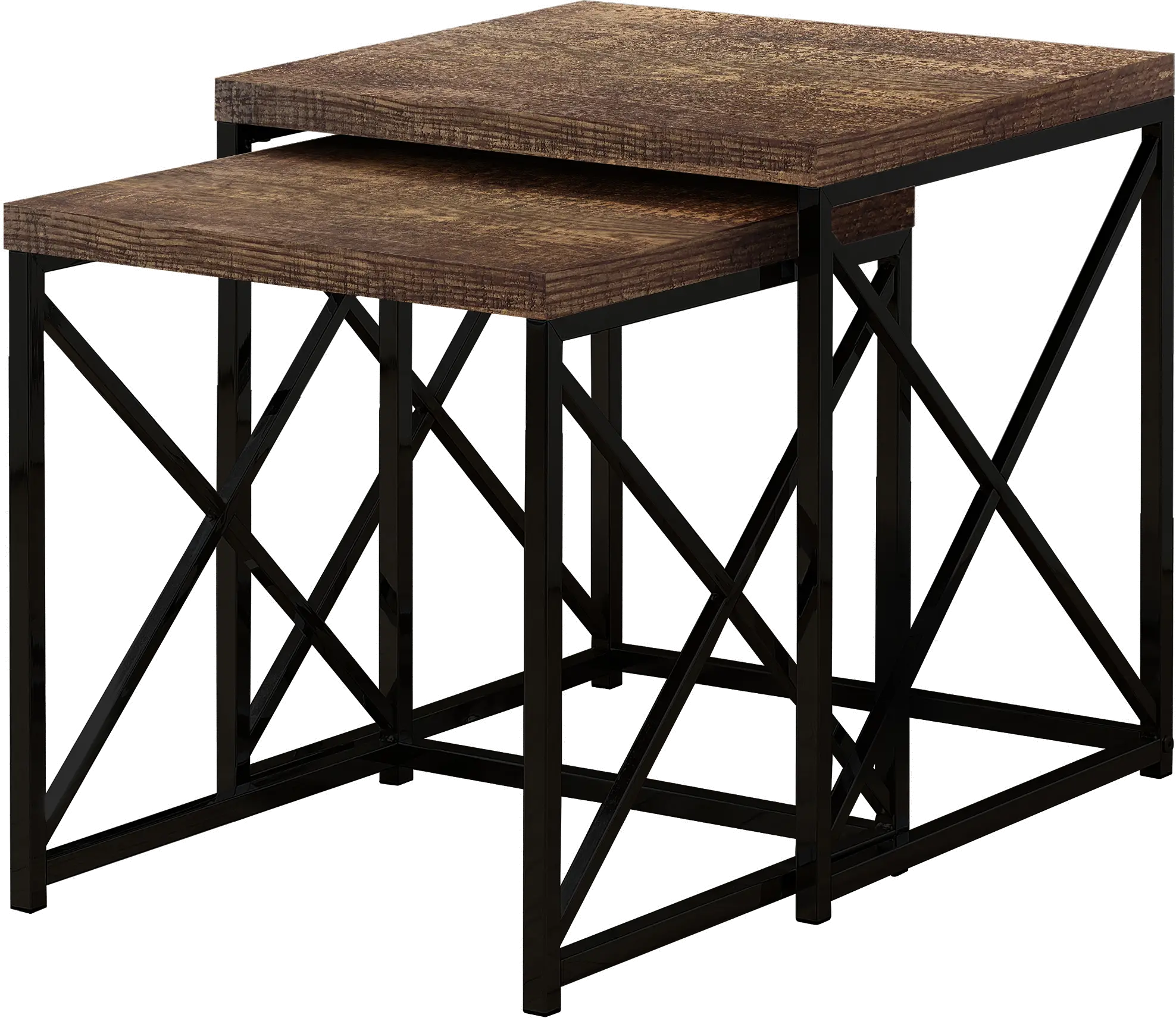 Brown Nesting Tables with Black Legs - Set of 2-3
