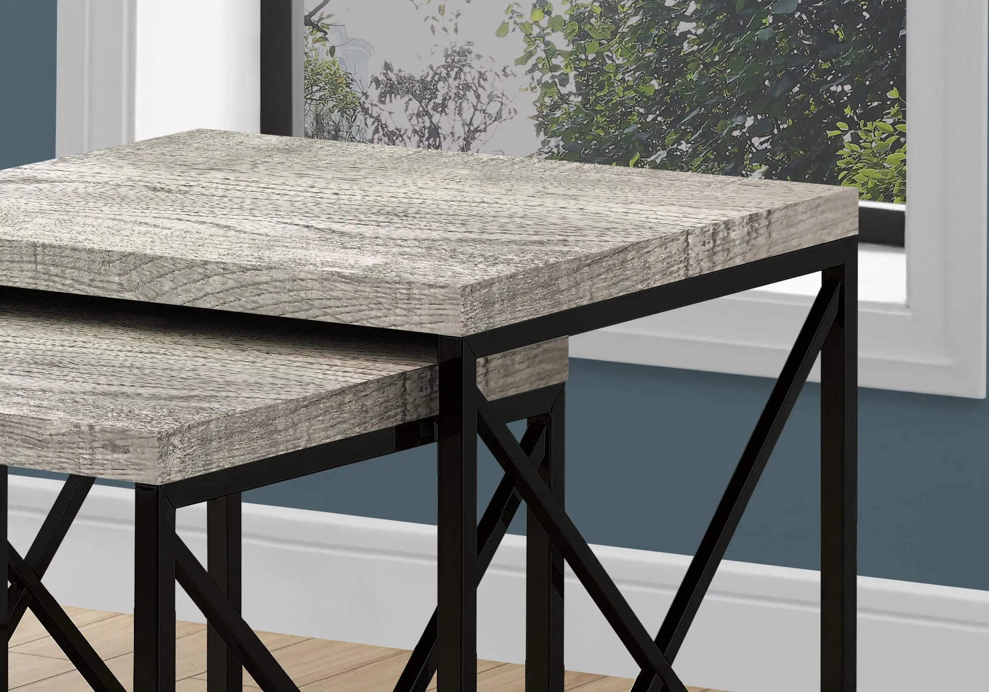 Gray Nesting Tables with Black Legs - Set of 2-2