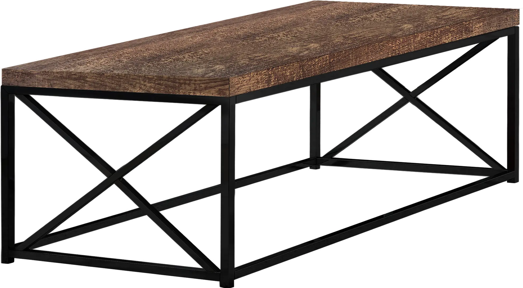 Industrial Brown Coffee Table with Black Base - Lewiston-2