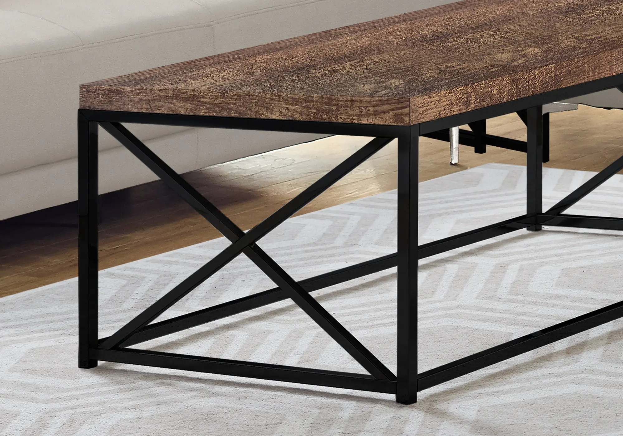 Industrial Brown Coffee Table with Black Base - Lewiston-3