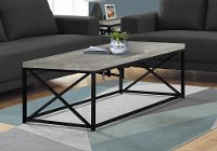 Gray Coffee Table with Black Metal Base - Lewiston