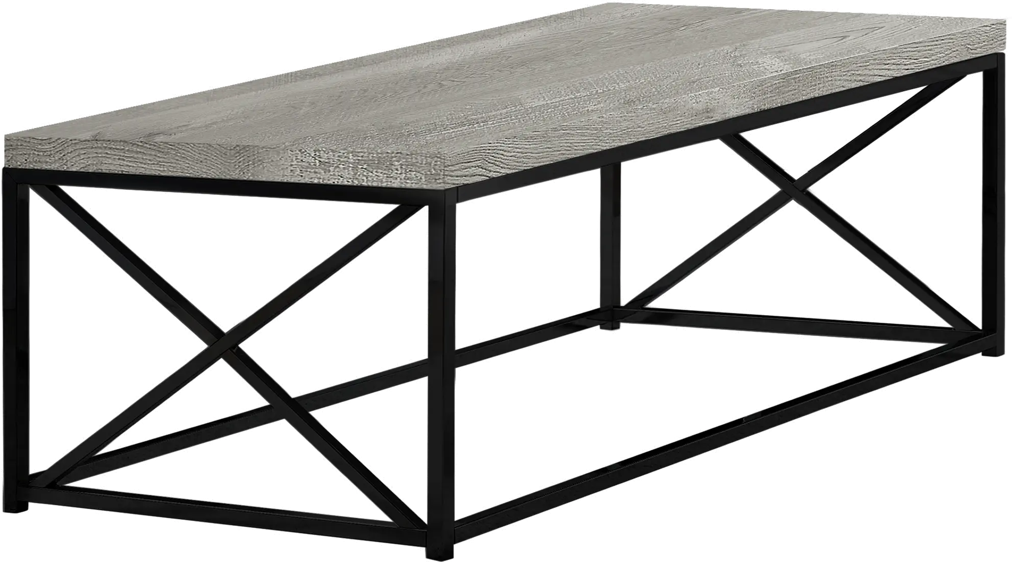 Gray Coffee Table with Black Metal Base - Lewiston-3