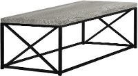 Gray Coffee Table with Black Metal Base - Lewiston-3