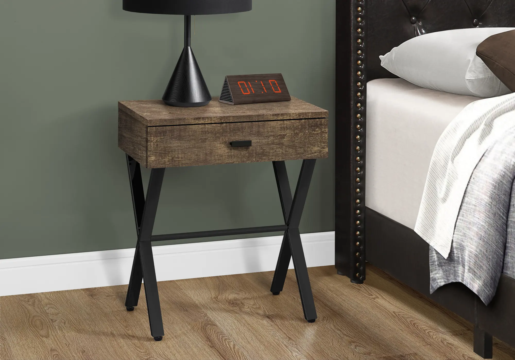 Brown Accent Table with Drawer-2