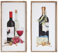Assorted Multi Color Wine Wall Art in Wood Frame