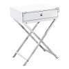 Glossy White Accent Table with Chrome Metal Legs