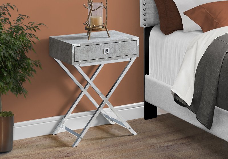 Gray Cement Accent Table With Chrome Metal Legs Rc Willey Furniture Store