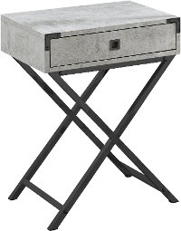 Gray Cement Accent Table with Black Nickel Metal Legs