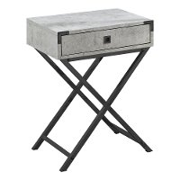 Gray Cement Accent Table with Black Nickel Metal Legs-3