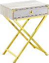 Marble Accent Table with Gold Metal Legs