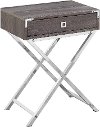 Dark Taupe Accent Table with Chrome Metal Legs