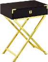 Cappuccino Accent Table with Gold Metal Legs