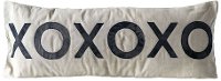 White Cotton Canvas Throw Pillow with Black XOXO Applique