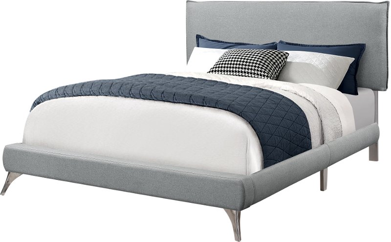 Gray Linen Queen Bed With Chrome Legs Rc Willey Furniture - Chrome Queen Bed Platform Gray Linen Queen Bed With Chrome Legs Rc Willey Furniture - Chrome Queen Bed Platform