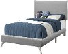 Gray Linen Twin Bed with Chrome Legs