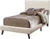 Beige Linen Upholstered Twin Bed