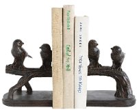 Rust Bird on Branch Bookend Pair